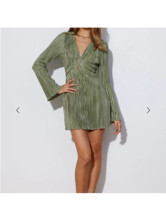 Hello Molly Dresses & Skirts - Hello Molly Hype Girl Plisse Long Sleeve Mini Dress Green Small